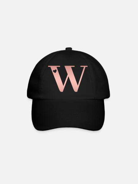 Buchstabe W Roségold - Baseballkappe - Schwarz/Schwarz
