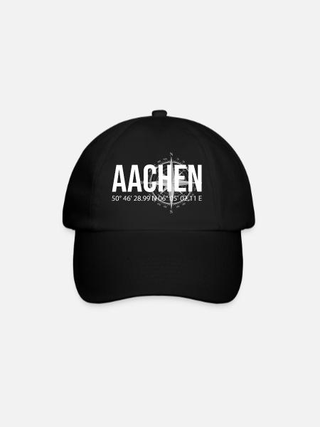 Koordinaten Aachen - Baseballkappe - Schwarz/Schwarz