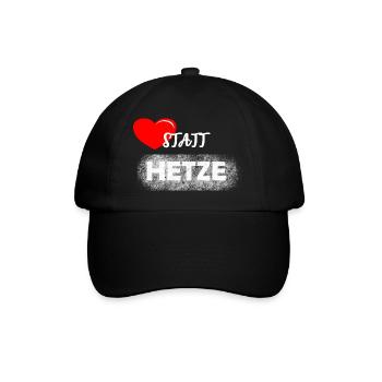 Herz statt Hetze Anti Rassismus Design - Baseballkappe - Schwarz/Schwarz - Vorne