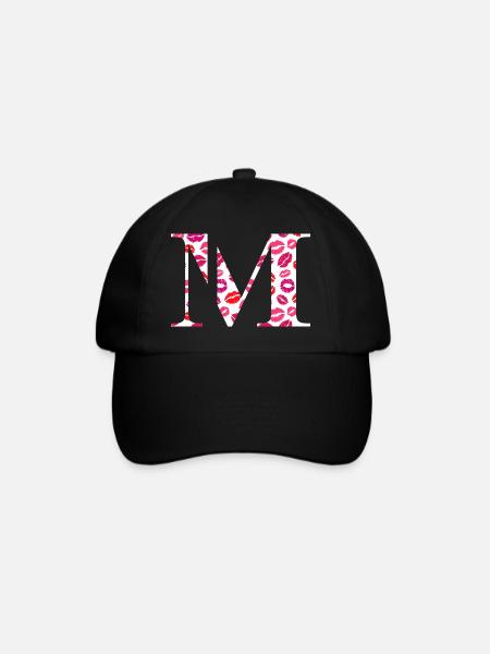 Buchstabe m Küsse - Baseballkappe - Schwarz/Schwarz