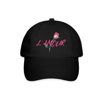 L' amour mit Rose - Baseballkappe - Schwarz/Schwarz - Vorne