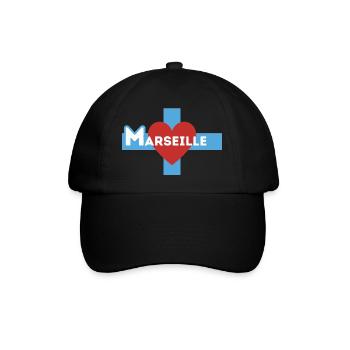 Ich liebe Marseille - Baseballkappe - Schwarz/Schwarz - Vorne