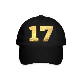 Numéro 17 paillettes doré - 17e anniversaire - Casquette classique - noir/noir - Devant