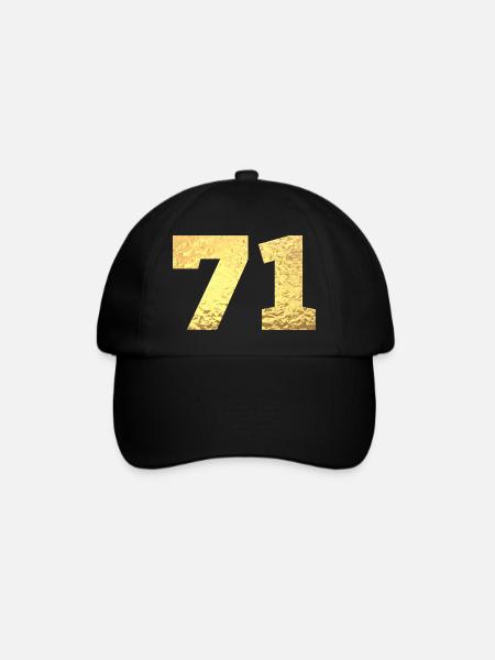 71 Gold Glitter - 71 Geburtstag - Baseballkappe - Schwarz/Schwarz