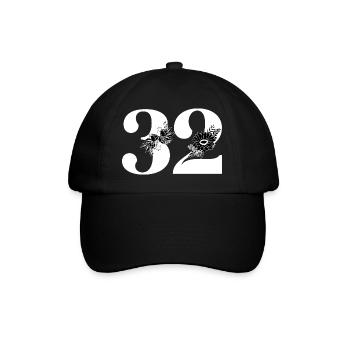Number 32 Black Floral - 32nd Floral Birthday - Baseball Cap - black/black - Front
