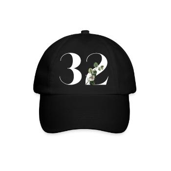 Number 32 Floral Green - 32nd Floral Birthday - Baseball Cap - black/black - Front