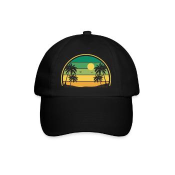 Retro Sommer Sonnenuntergang - Baseballkappe - Schwarz/Schwarz - Vorne