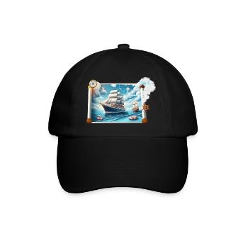 Nautische Segelreise - Baseballkappe - Schwarz/Schwarz - Vorne