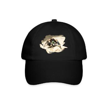 phidippus otiosus jumping spider, spring spinne - Baseball Cap - black/black - Front