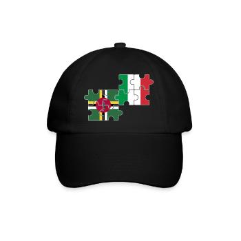 Dominica Italien Flagge Dominicaner - Baseballkappe - Schwarz/Schwarz - Vorne
