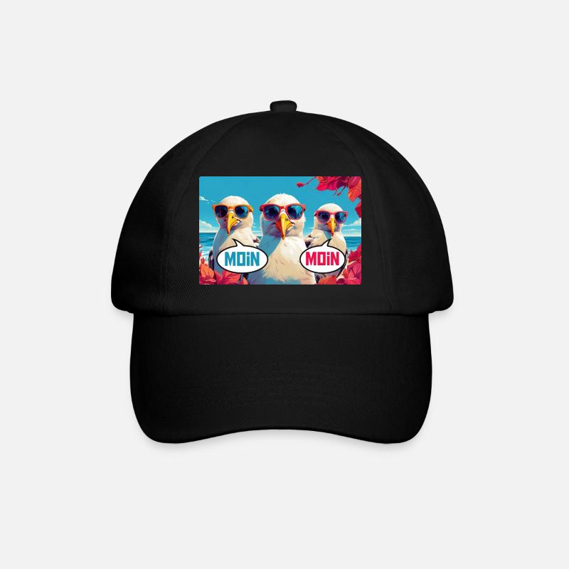Moin Moin Möwen - Baseballkappe - Schwarz/Schwarz