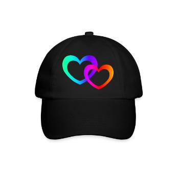 bunte Herzen - Baseballkappe - Schwarz/Schwarz - Vorne