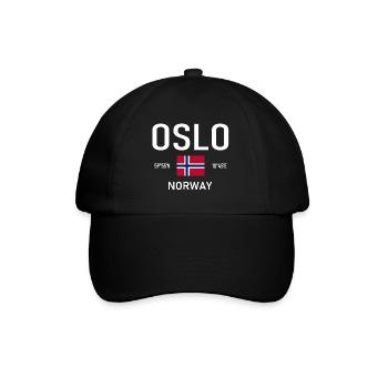 Oslo - Norvège - Coordonnées - Drapeau - Casquette classique - noir/noir - Devant