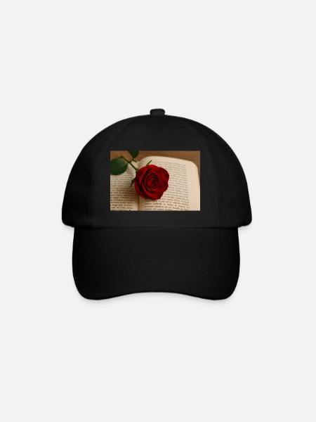 Book and rose - Baseball Cap - black/black