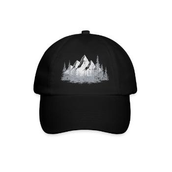 Serene Mountain Forest Silhouette - Baseball Cap - black/black - Front