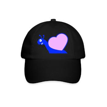 Snail Heart Snail Shell Cute Love Romantic - Baseball Cap - black/black - Front