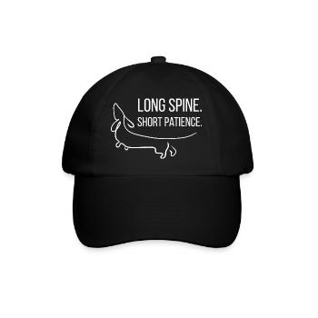 Short-legged. Stubborn. Dachshund. - Baseball Cap - black/black - Front