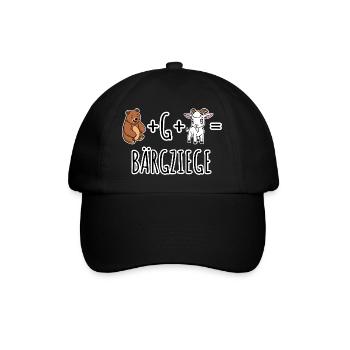 Bär plus Ziege ist gleich Bergziege äh BÄR-G-ZIEGE - Baseballkappe - Schwarz/Schwarz - Vorne