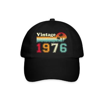 1976 Vintage Retro Geburtstagsgeschenk - Baseballkappe - Schwarz/Schwarz - Vorne