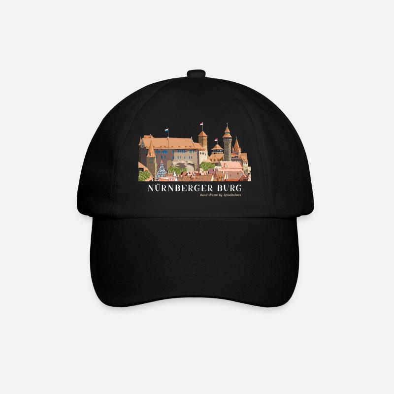 Nürnberger Burg Handzeichnung - Baseballkappe - Schwarz/Schwarz
