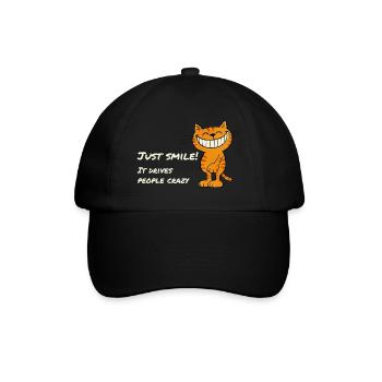 Juste sourire – chat souriant espiègle qui dit - Casquette classique - noir/noir - Devant