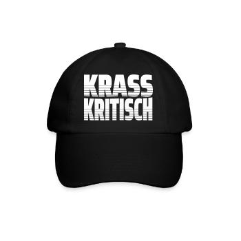 Krass Kritisch - Krasser Linientext mit Streifen - Baseballkappe - Schwarz/Schwarz - Vorne