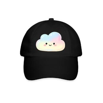 Pastel Cloud with Cute Face Sleep Cloud - Baseball Cap - black/black - Front