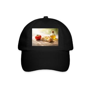 Tomato. Bread. Oil. - Baseball Cap - black/black - Front