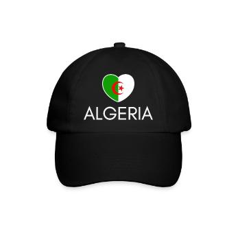 Herz mit Algerien-Flagge, ich liebe Algerien - Baseballkappe - Schwarz/Schwarz - Vorne