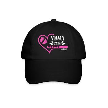 Mama 2026 loading Herz Version Mädchen pink rosa - Baseballkappe - Schwarz/Schwarz - Vorne
