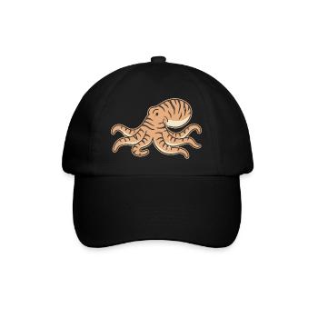 Retro-Oktopus orangefarbene Cartoon-Streifen Tiger - Baseballkappe - Schwarz/Schwarz - Vorne