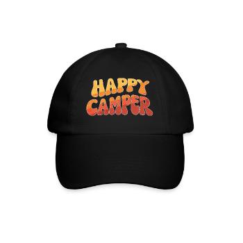 Happy Camper Retro Font - Baseball Cap - black/black - Front