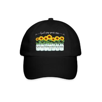 Inspirierende Christliche Sonnenblumen Jesus - Baseballkappe - Schwarz/Schwarz - Vorne