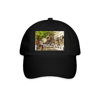 Style aquarelle Croquis de la rue ensoleillée de Bruxelles - Casquette classique - noir/noir - Devant