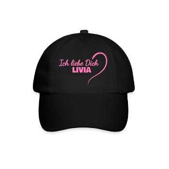 Livia als Herz - Baseballkappe - Schwarz/Schwarz - Vorne