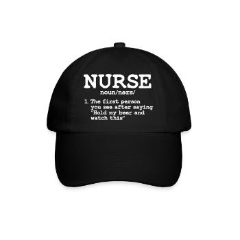 Nurse Hold My Beer Typography Tee - Baseball Cap - black/black - Front