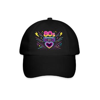 Neon 80s Heart Boombox - Baseball Cap - black/black - Front