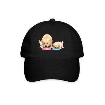 Maman mange des croquettes avec son bébé - Casquette classique - noir/noir - Devant