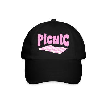 Pink checkerboard pastel picnic - Baseball Cap - black/black - Front