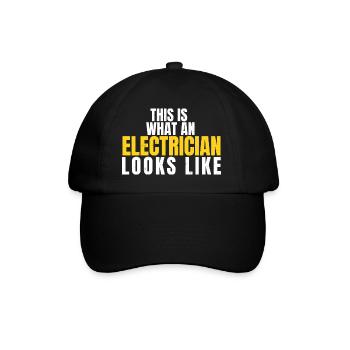 So sieht ein Elektriker aus, lustiges Geschenk - Baseballkappe - Schwarz/Schwarz - Vorne