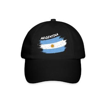 Argentina Argentinien Argentinische Flagge Brush - Baseballkappe - Schwarz/Schwarz - Vorne
