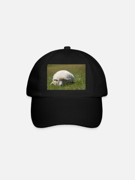 Resting sheep in the grass - Baseball Cap - black/black