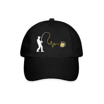 Anglerherz und Feierabendbier - Baseballkappe - Schwarz/Schwarz - Vorne