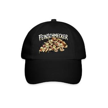 Lustige feinschmecker Pizza - Pommes Ananas Wurst - Baseballkappe - Schwarz/Schwarz - Vorne