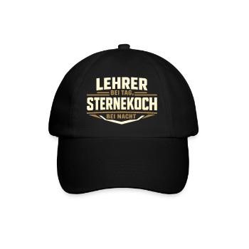 Lehrer bei Tag Sternekoch bei Nacht Spruch - Baseballkappe - Schwarz/Schwarz - Vorne