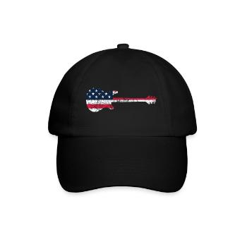 GITARRE MIT US AMERIKANISCHER FLAGGE GITARREN - Baseballkappe - Schwarz/Schwarz - Vorne