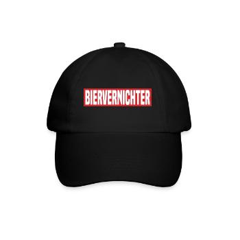 Biervernichter Lustiger Kreisliga Bier Spruch - Baseballkappe - Schwarz/Schwarz - Vorne