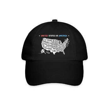 American Map Graphic Art - Baseball Cap - black/black - Front