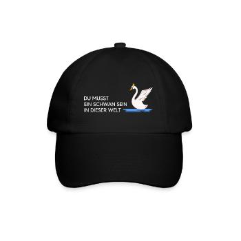 Schwan "Schwan sein" Naturmotto Vogelfrei Schwäne - Baseballkappe - Schwarz/Schwarz - Vorne