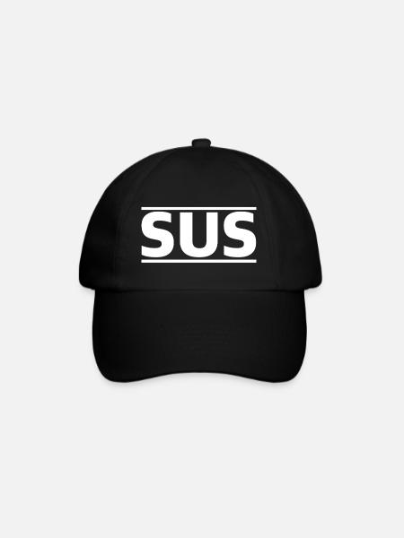 Sus | verdächtig, suspekt, YouTube, Jugendsprache - Baseballkappe - Schwarz/Schwarz